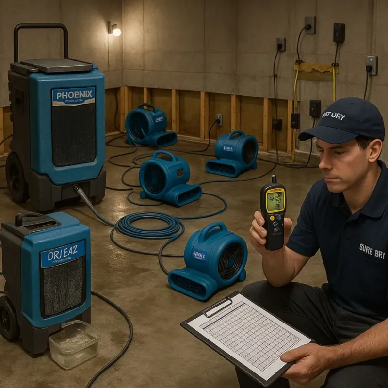 Structural Drying and Dehumidification process in Fairfield, IA